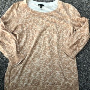 Talbots tan floral print 3/4 sleeves medium